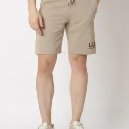 UnderJeans by Spykar Khaki Cotton Regular Fit Shorts image 1