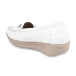 Shoetopia Women's White Wedge Loafers image 5