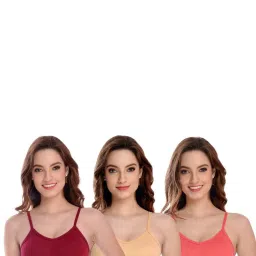 AROUSY Maroon & Beige Cotton Beginner's Bras - Pack Of 3 image 1