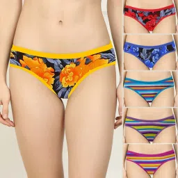 AROUSY Yellow & Red Printed Bikini Panties - Pack Of 6 image 1