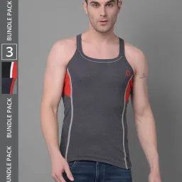 Dollar Bigboss Assorted Cotton Regular Fit Vest - Pack Of 3 image 1