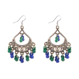 Creative Frogs Set Of 2 Women Silver-Plated Oxidised Teardrop Shaped Chandbalis image 3