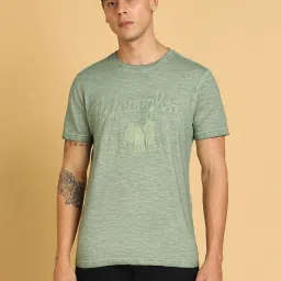 Wrangler Olive Regular Fit Graphic Print Cotton Crew T-Shirt image 1