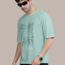 BULLMER Green Loose Fit Printed Oversized T-Shirt image 3