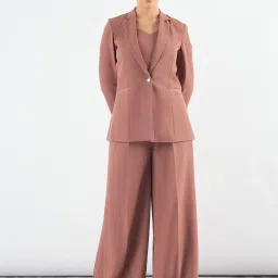 Powersutra Peach Plain Blazer With Trouser image 1
