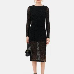 Kazo Black Printed Midi Dress image 1