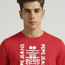 Pepe Jeans Red Cotton Slim Fit Printed T-Shirt image 5