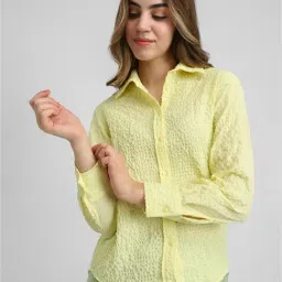 Forever 21 Yellow Textured Shirt-image-87