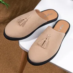 Styli Men's Cream Mule Shoes image 1