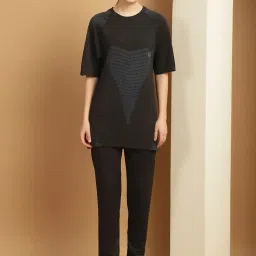 Vimal Jonney Black Printed T-Shirt & Track Pants Set image 1