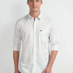 Arrow Sport White & Blue Cotton Slim Fit Printed Shirt-picture-28