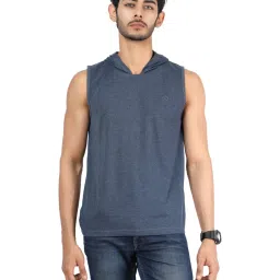 Chkokko Navy Cotton Regular Fit Hooded T-Shirt image 1