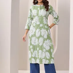 Libas Green Floral Printed Kurta image 1