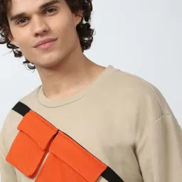 Forever 21 Khaki Cotton Regular Fit Self Pattern Sweatshirt image 4