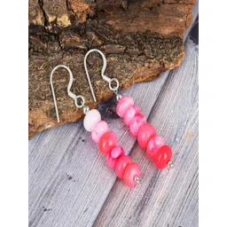 Nirvana Sterling Silver Rhodium-Plated Opal Beaded Contemporary Drop Earrings-picture-32