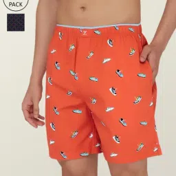 XYXX Orange & Navy Cotton Relaxed Fit Printed Boxers - Pack Of 2-picture-25