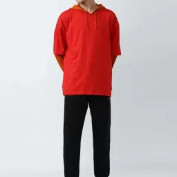 Forever 21 Red & Orange Cotton Regular Fit Colour Block Sweatshirt image 5