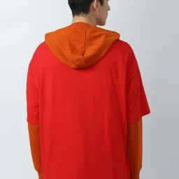 Forever 21 Red & Orange Cotton Regular Fit Colour Block Sweatshirt image 2