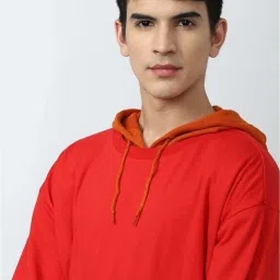 Forever 21 Red & Orange Cotton Regular Fit Colour Block Sweatshirt image 4