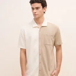 Iconic Beige Regular fit Color-Block Shirt image 1