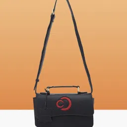 Caprese Black Minimal Faux Leather Shoulder Bag image 1