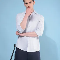 Crimsoune Club Grey Slim Fit Printed Shirt image 1