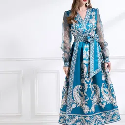 JC Collection Floral Print Bishop Sleeves Maxi Dress-picture-31