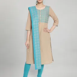 Aurelia Teal Blue Printed Cotton Dupatta image 2