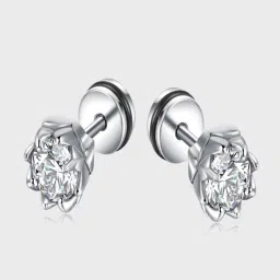 Peora Silver Plated American Diamond Stylish Design Stud Earrings image 1