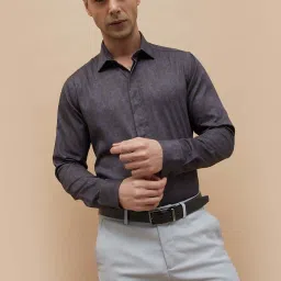 Code By Lifestyle Brown Cotton Slim Fit Printed Shirts image 1