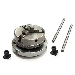 Assorts Precision Rotary Table 100 mm (4 Inch) with Tailstock & Small Chuck & Fixing T Nut Bolts (with 65 mm 3 Jaw Self Centering Chuck) image 3