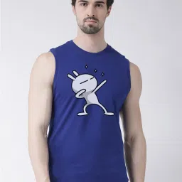 Friskers Blue Slim Fit Sleeveless T-Shirt image 1