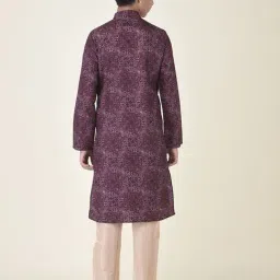 TABARD Kids Purple & Beige Printed Kurta + Pyjamas image 2