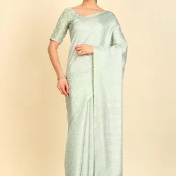 Soch Womens Light Green Art Silk Geometric Print Saree image 1