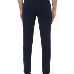 Louis Philippe Navy Slim Fit Flat Front Trousers image 2