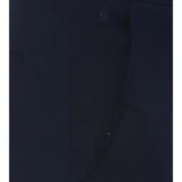 Louis Philippe Navy Slim Fit Flat Front Trousers image 5