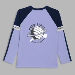 Blue Giraffe Kids Blue Cotton Color Block Full Sleeves T-Shirt image 2