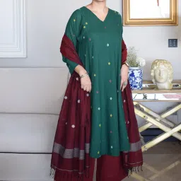 House Of Moxa Multi-Color Jamdhani Woven Kurta Pyjama Set image 1