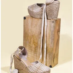 The White Pole Women's Beige Espadrille Wedges image 1