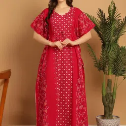 Secret Wish Red Cotton Printed Kaftan image 1