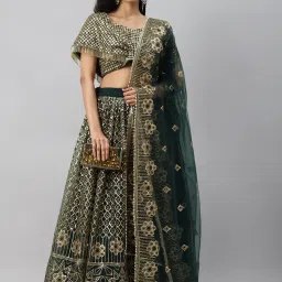 Readiprint Fashions Blue Embellished Semi-Stitched Lehenga Choli With Dupatta image 4