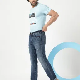 Wrangler Light Indigo Cotton Regular Fit Distressed Jeans image 5