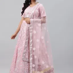 Readiprint Fashions Pink Embellished Semi-Stitched Lehenga Choli With Dupatta image 1
