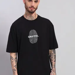 GRIFFEL Men Printed Drop-Shoulder Sleeves Ultralite T-shirt-image-22