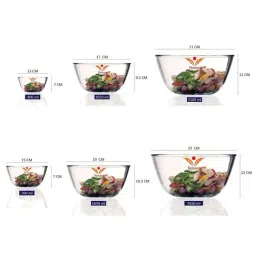 Femora Borosilicate Glass Microwave Safe Mixing Bowls (1050 ml) - Set of 4 image 3