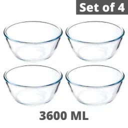 Femora Transparent Borosilicate Glass Microwave Safe All-Purpose Mixing Bowl (3.6 L) - Set of 4 image 3