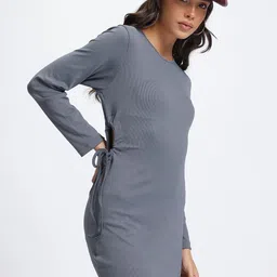 glitchez Refined Revival Ribbed Cut-Out Ruched Mini Sheath Dress-image-38