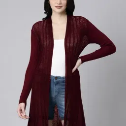 SHOWOFF Maroon Solid Shrug-image-64