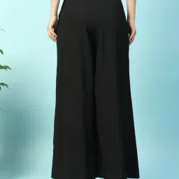Oxolloxo Black Regular Fit Solid Flared Pants image 2