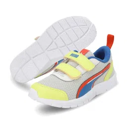 Puma Kids Racer PS v1 Grey & Lime Yellow Velcro Shoes image 4